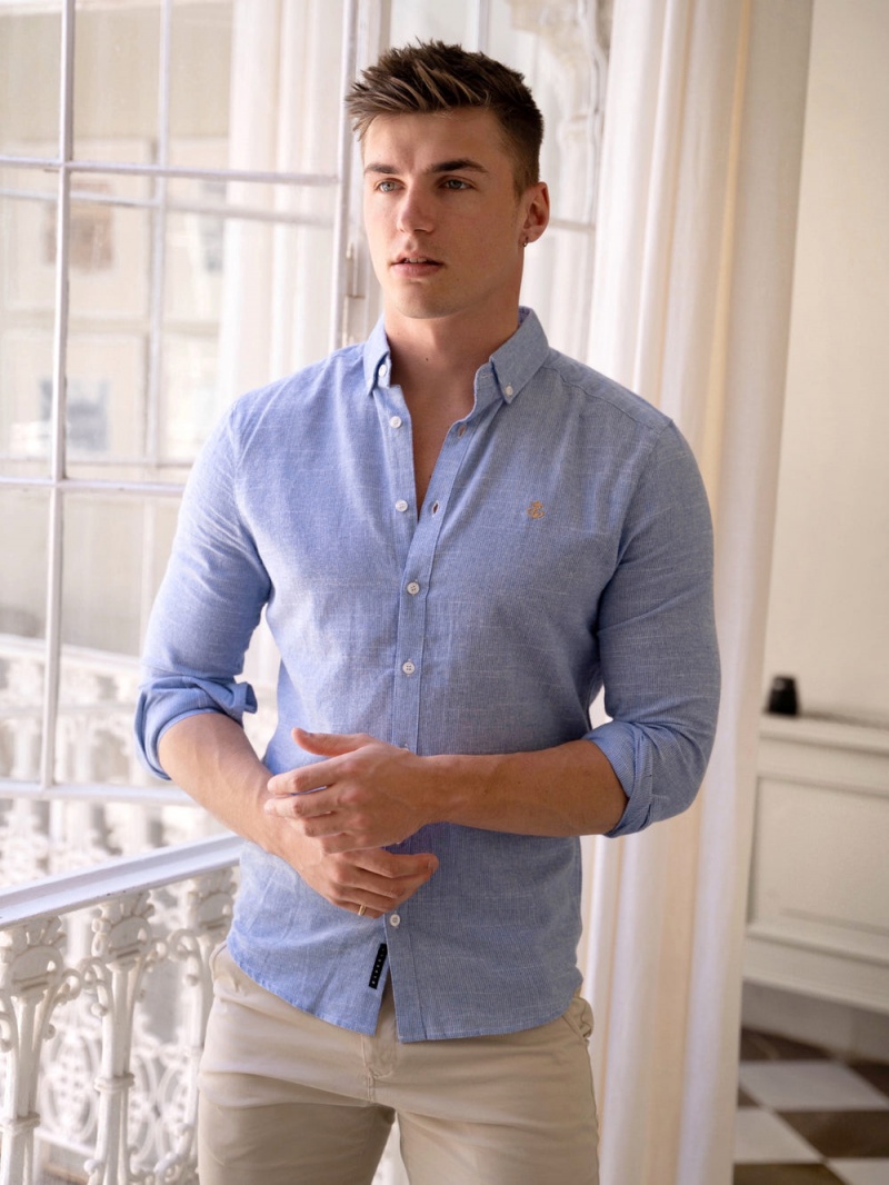 Blue Blakely Odessa Pinstripe Shirt | MWYK-23687