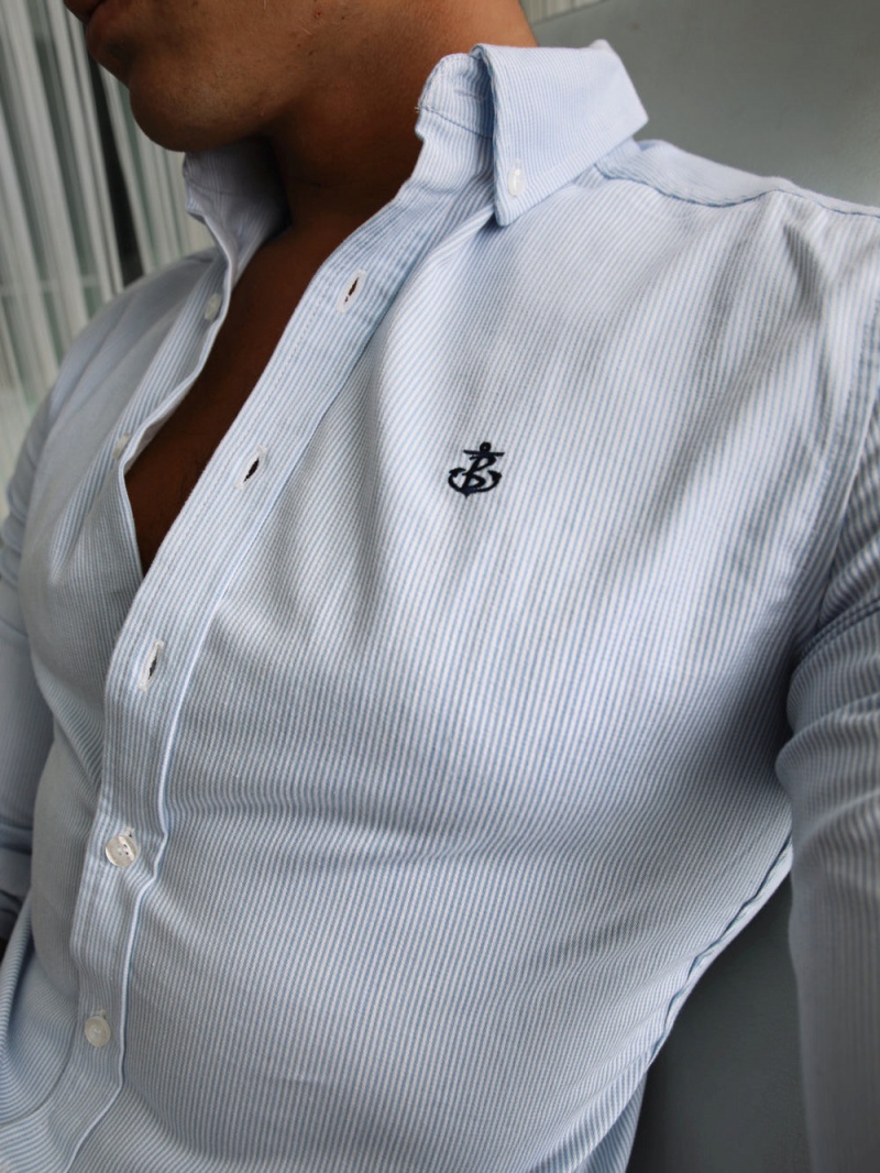 Blue Blakely Oxford Fitted Stretch Shirt | TVIL-98130