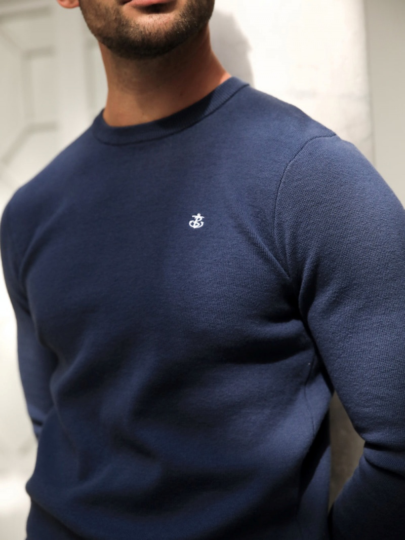 Blue Blakely Riad Knitted Long Sleeve T-Shirt | MYUA-90761