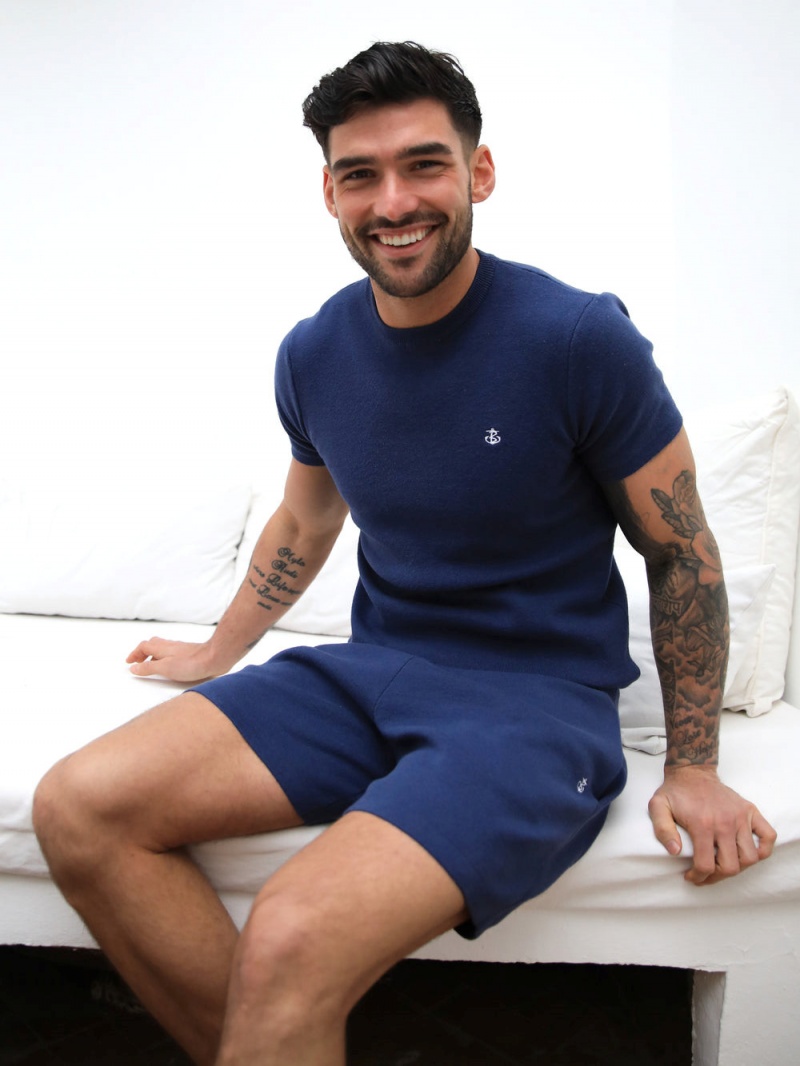 Blue Blakely Riad Knitted T-Shirt | AFWX-01953