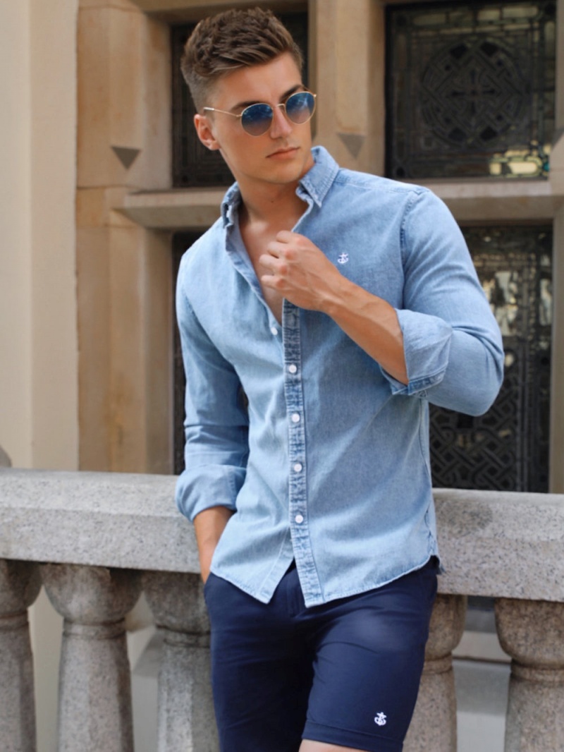 Blue Blakely Sutton Denim Shirt | CLNY-75320