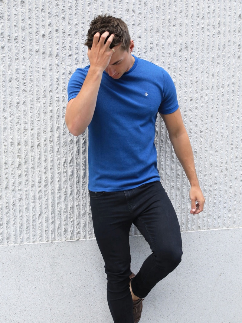 Blue Blakely Toulon Textured T-Shirt | HQZU-52417