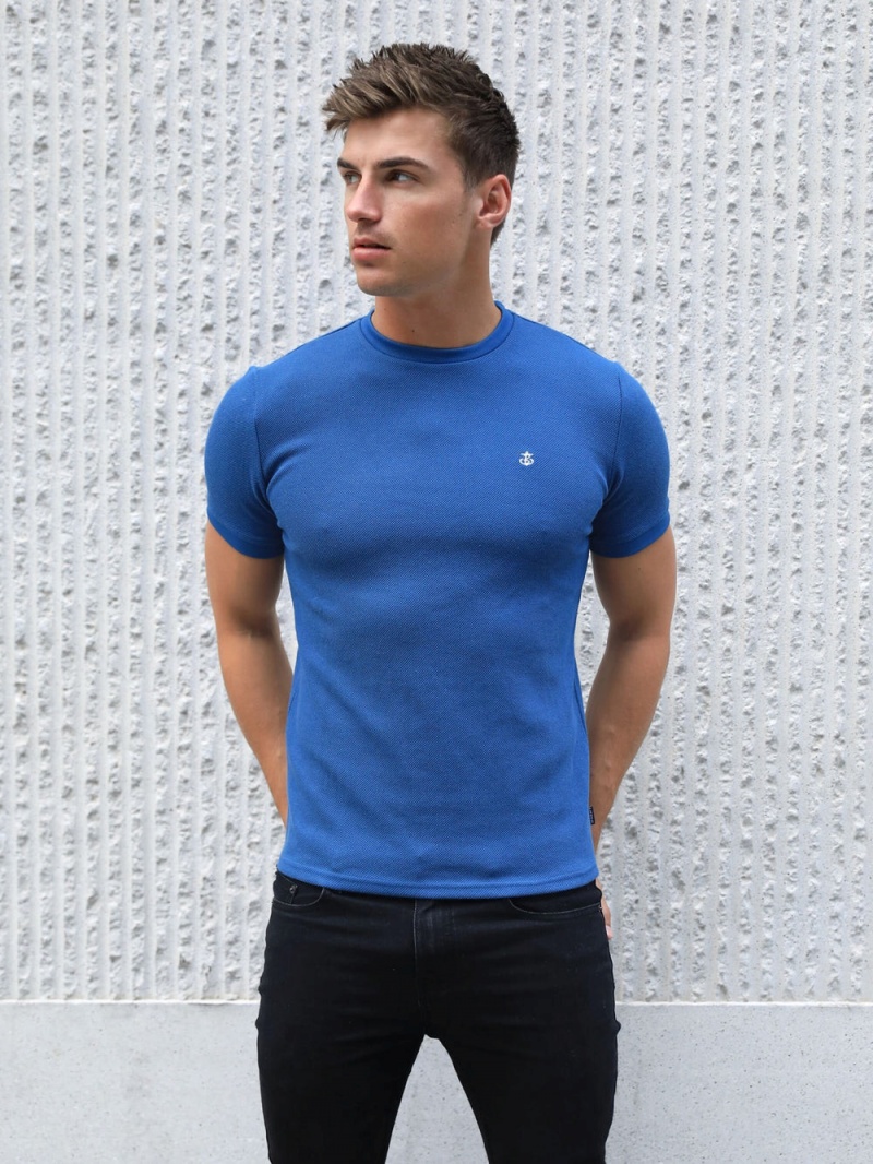 Blue Blakely Toulon Textured T-Shirt | HQZU-52417