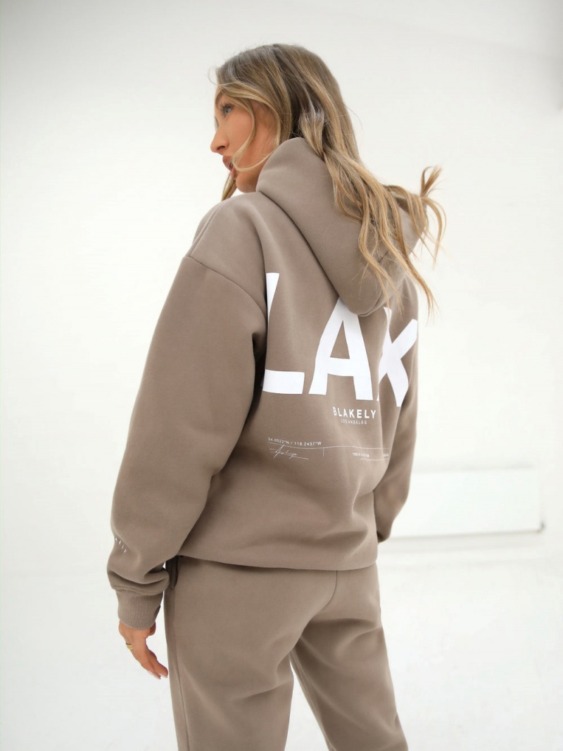 Brown Blakely LAX Women's Oversized Hoodie | FDVO-92086