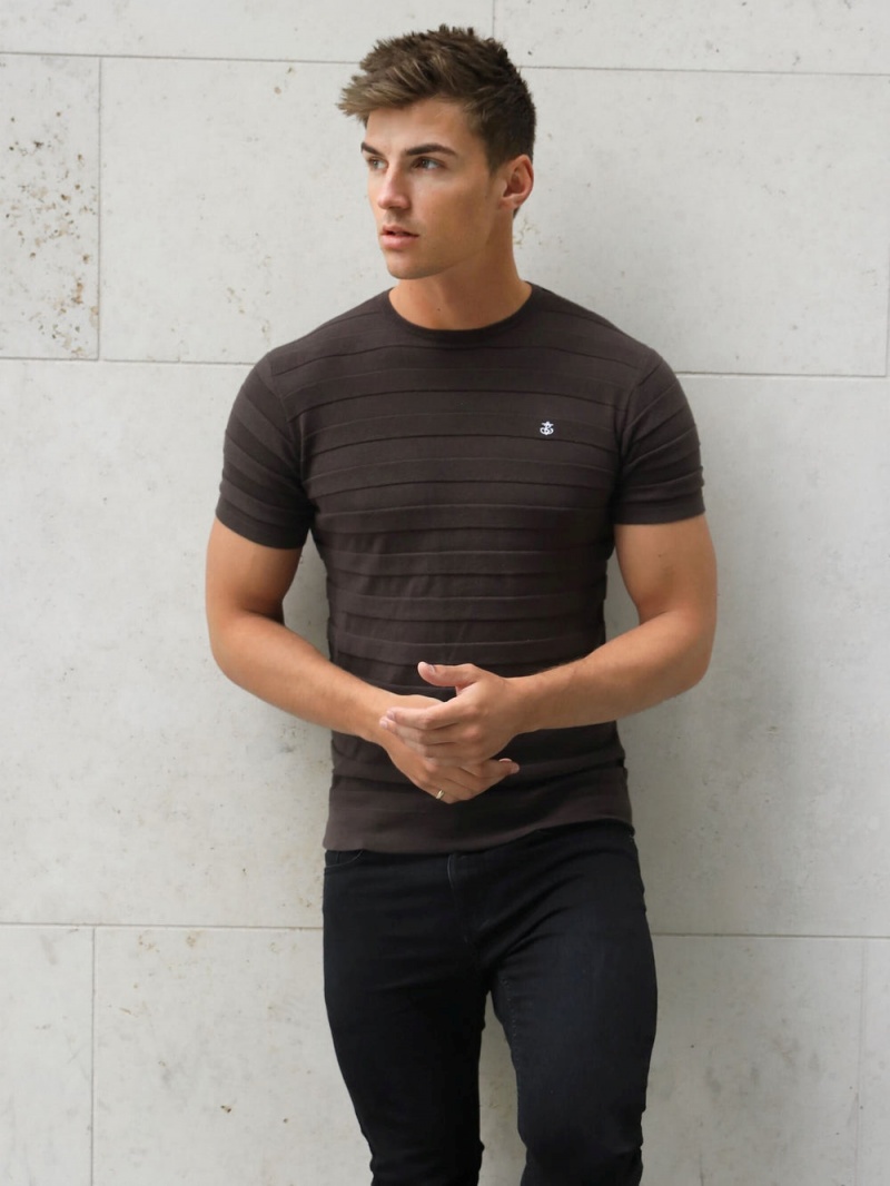 Brown Blakely Raphello Stripe T-Shirt | RIUM-93421