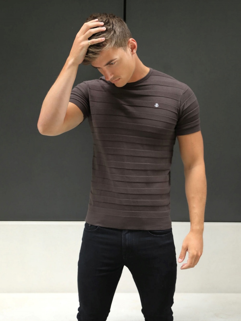 Brown Blakely Raphello Stripe T-Shirt | RIUM-93421