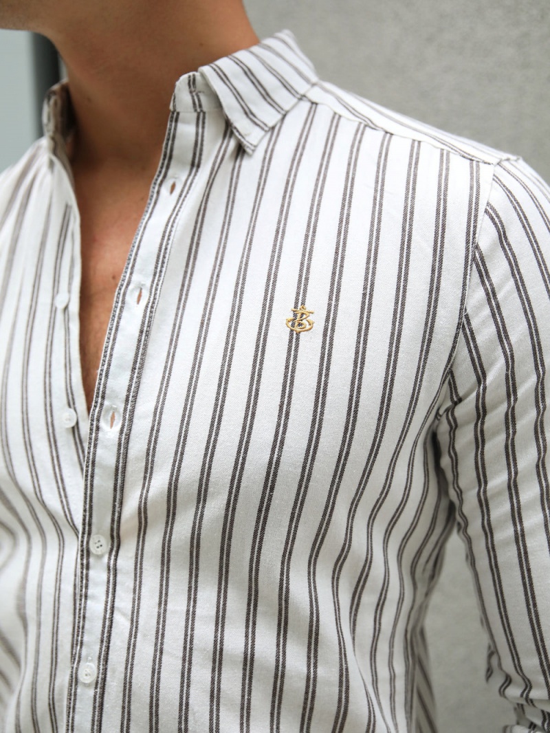 Brown Blakely Savona Stripe Shirt | WBDR-34905