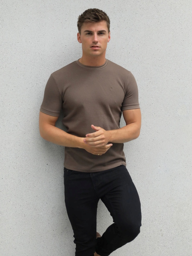 Brown Blakely Toulon Textured T-Shirt | NAUQ-42389