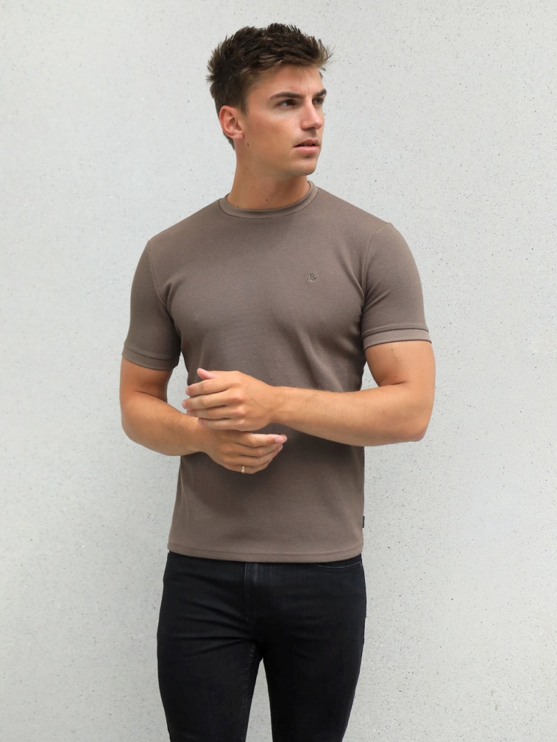 Brown Blakely Toulon Textured T-Shirt | NAUQ-42389