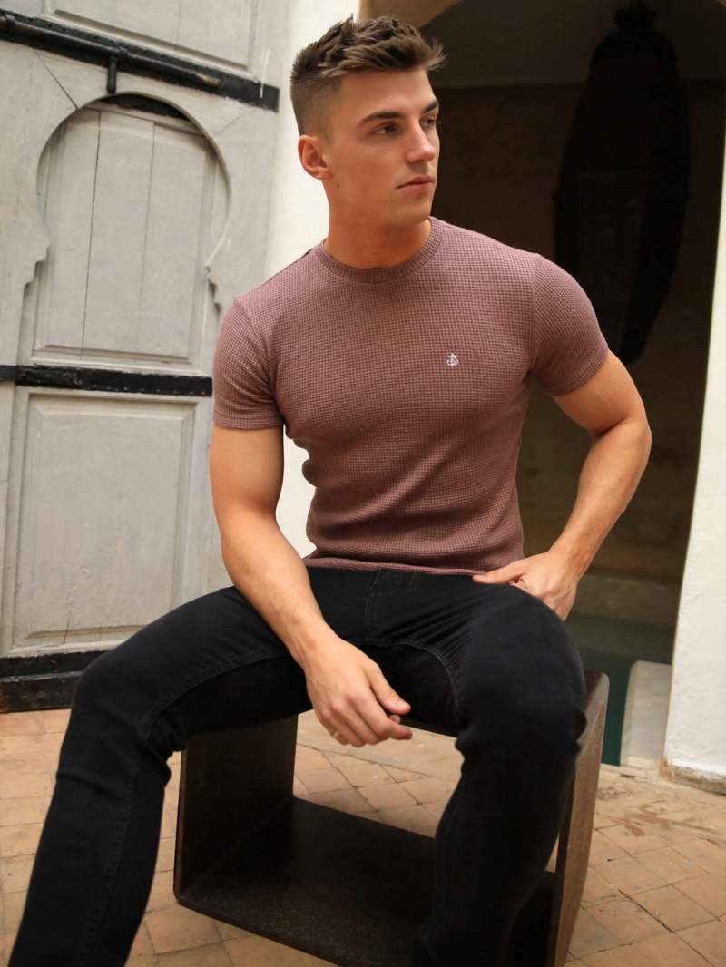 Burgundy Blakely Agadir Textured T-Shirt | IGCZ-97105