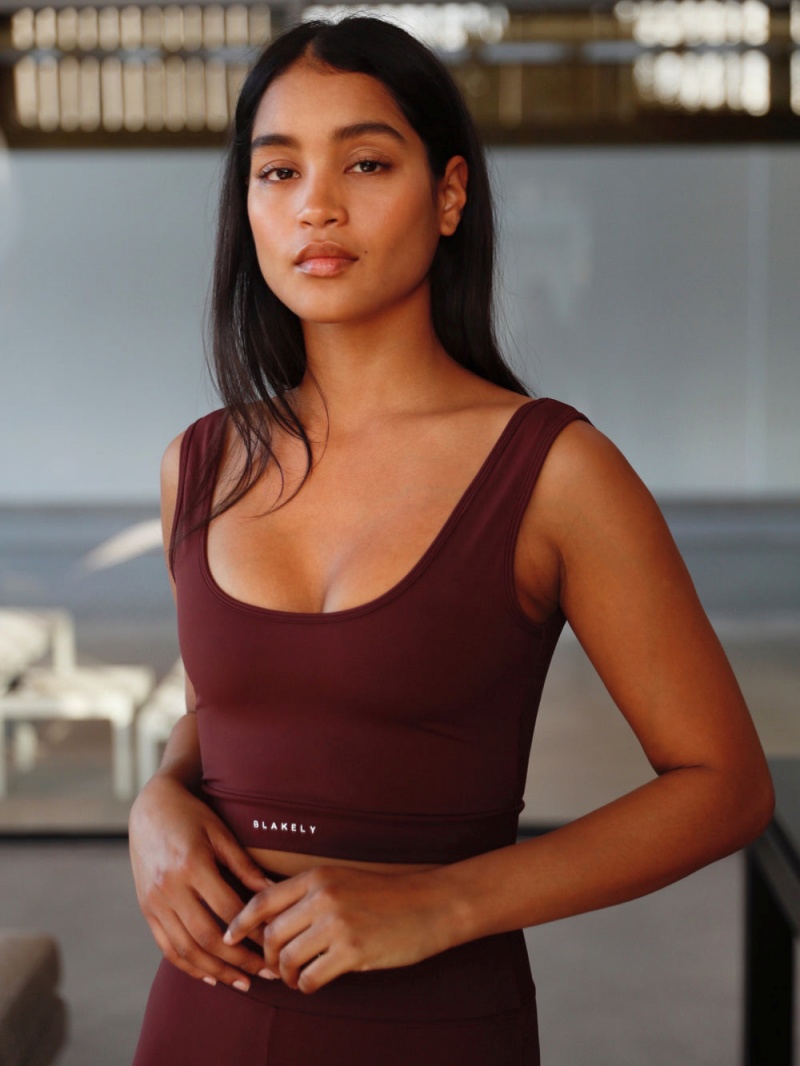 Burgundy Blakely Alina Sports Bra | HSGV-24865