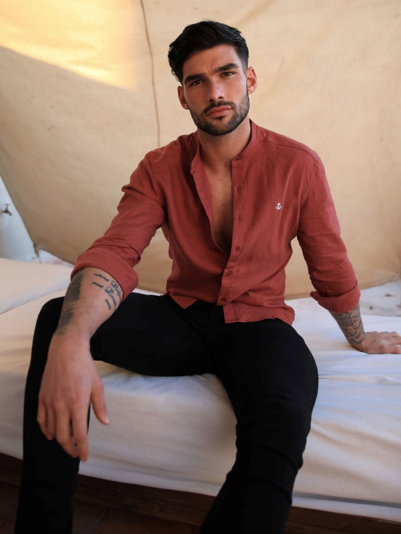 Burgundy Blakely Berkane Linen Shirt | HGAM-28639