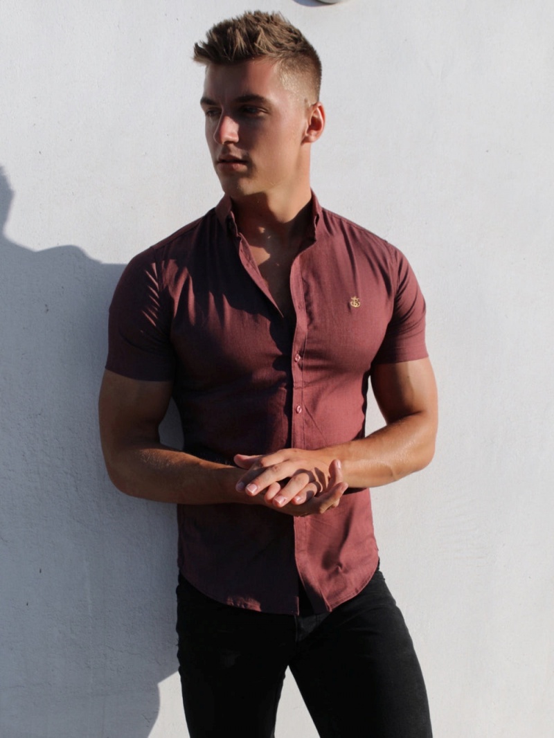Burgundy Blakely Brisbane Short Sleeve Shirt | WKYL-10529