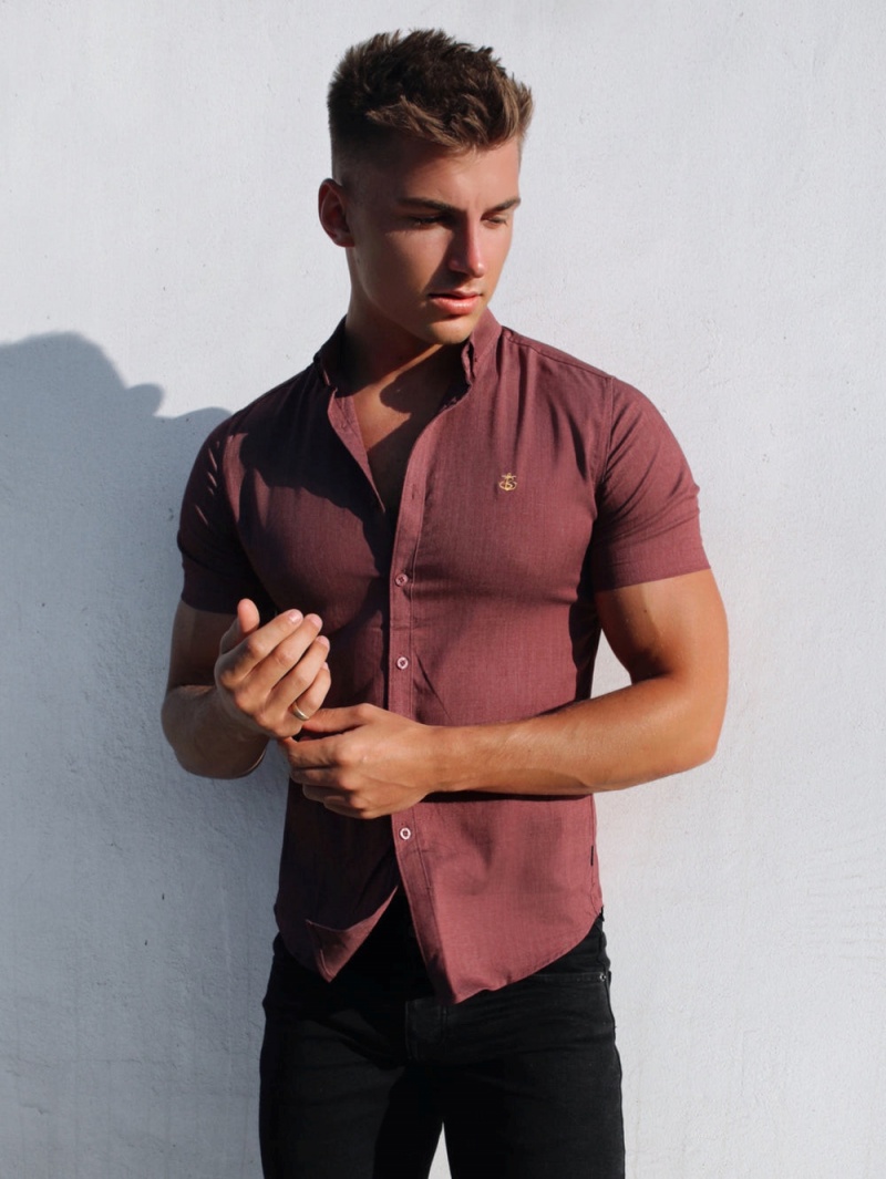 Burgundy Blakely Brisbane Short Sleeve Shirt | WKYL-10529