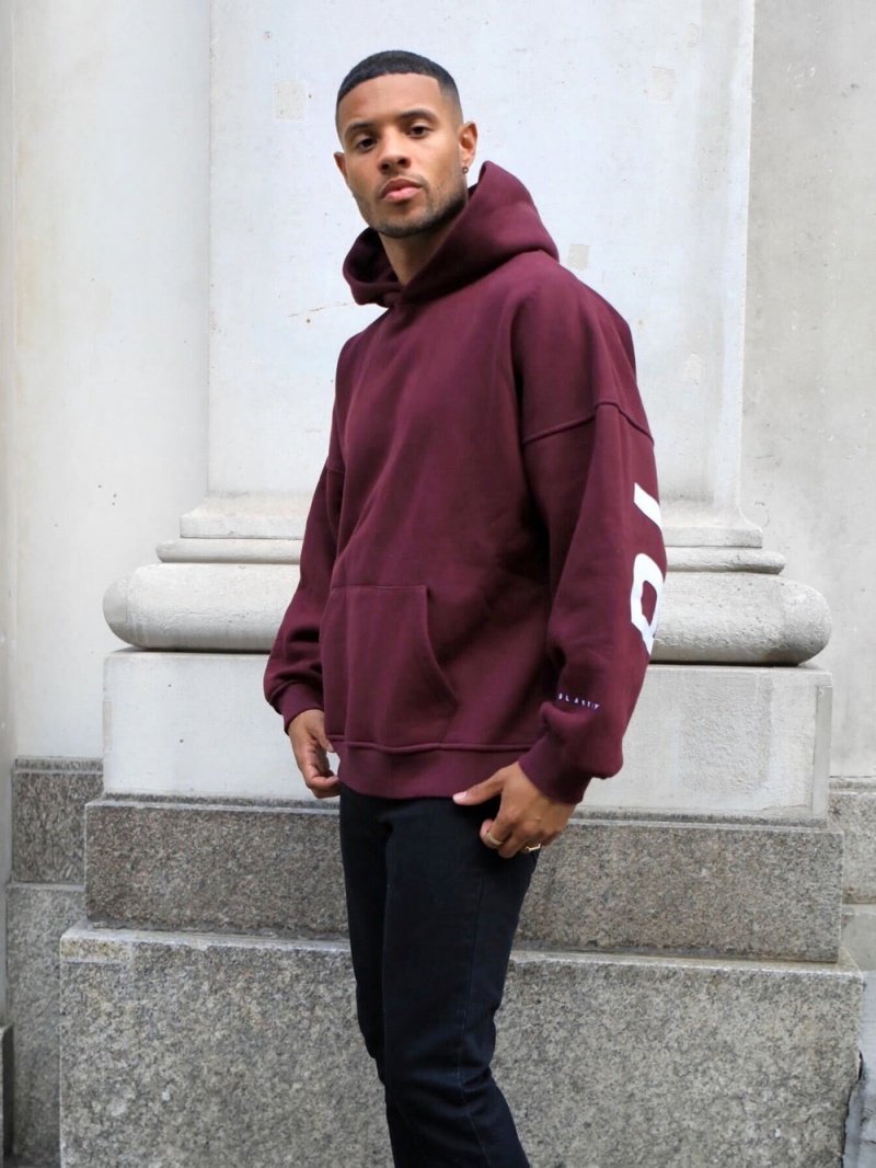 Burgundy Blakely Idris Oversized Hoodie | HCWU-85791