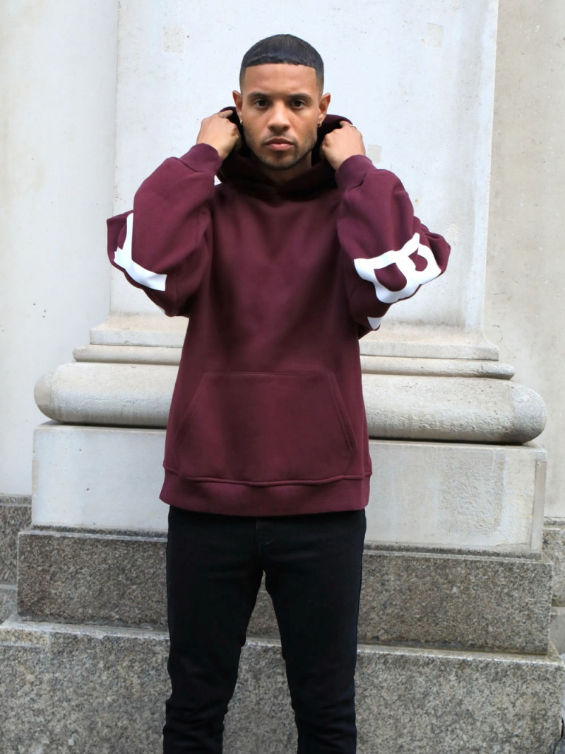 Burgundy Blakely Idris Oversized Hoodie | HCWU-85791