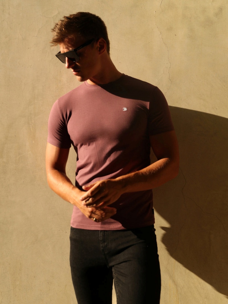 Burgundy Blakely Initial T-Shirt | HCGY-76491