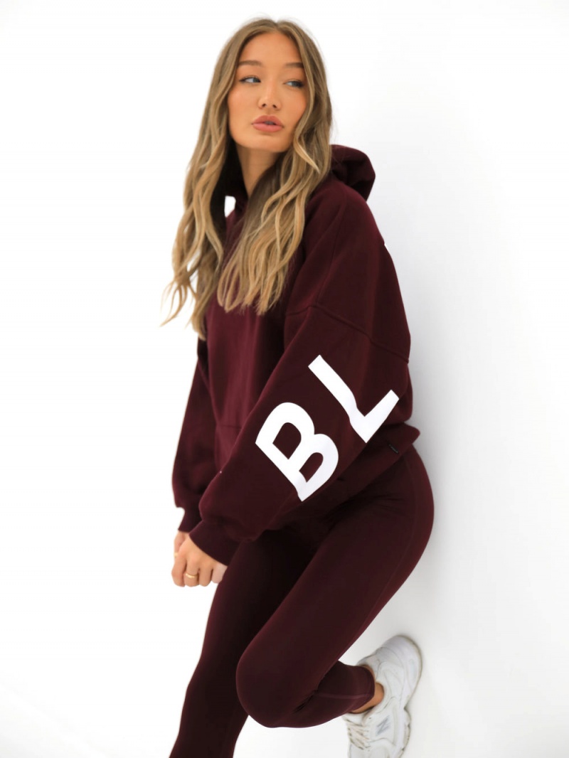 Burgundy Blakely Isabel Oversized Hoodie | PJTF-91587