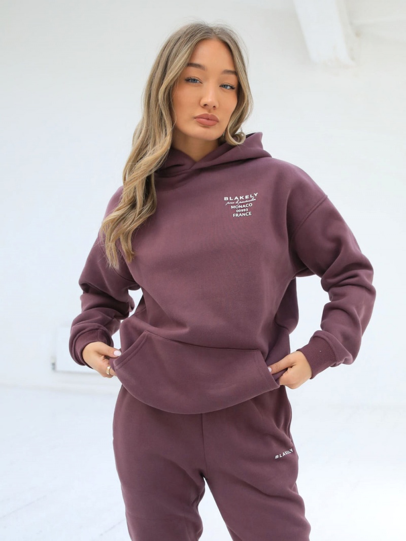 Burgundy Blakely Monaco Women's Relaxed Hoodie | OFTE-58279
