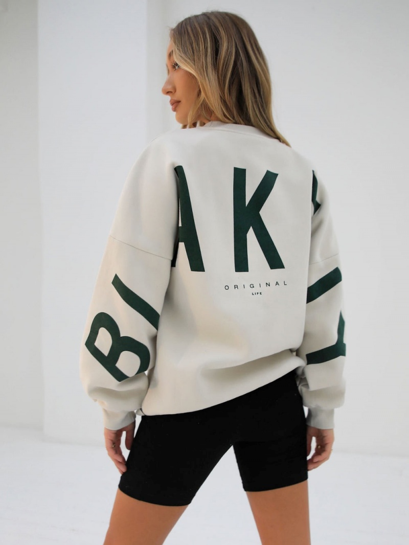 Chalk & Forest Green Blakely Isabel Oversized Jumper | HIPS-62793