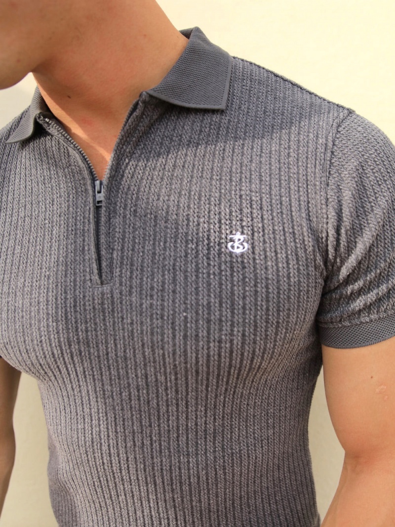 Charcoal Blakely Anzi Textured Polo | QNLO-57694