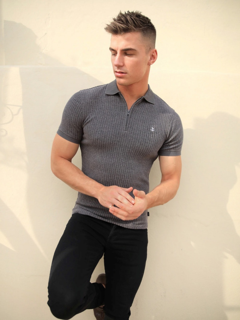 Charcoal Blakely Anzi Textured Polo | QNLO-57694