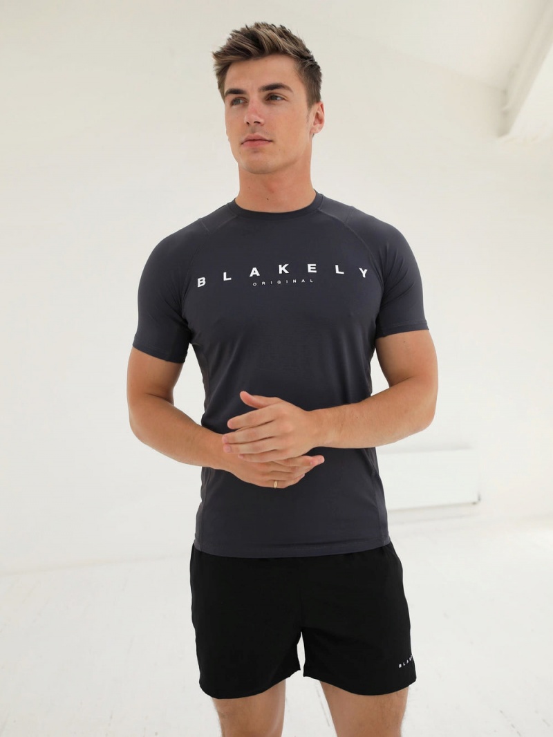 Charcoal Blakely Apex Active T-Shirt | EMFD-95847