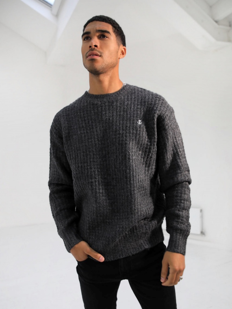 Charcoal Blakely Burford Knit Jumper | TAMG-90718