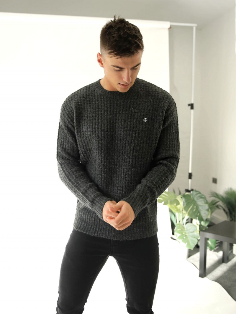 Charcoal Blakely Burford Knit Jumper | TAMG-90718