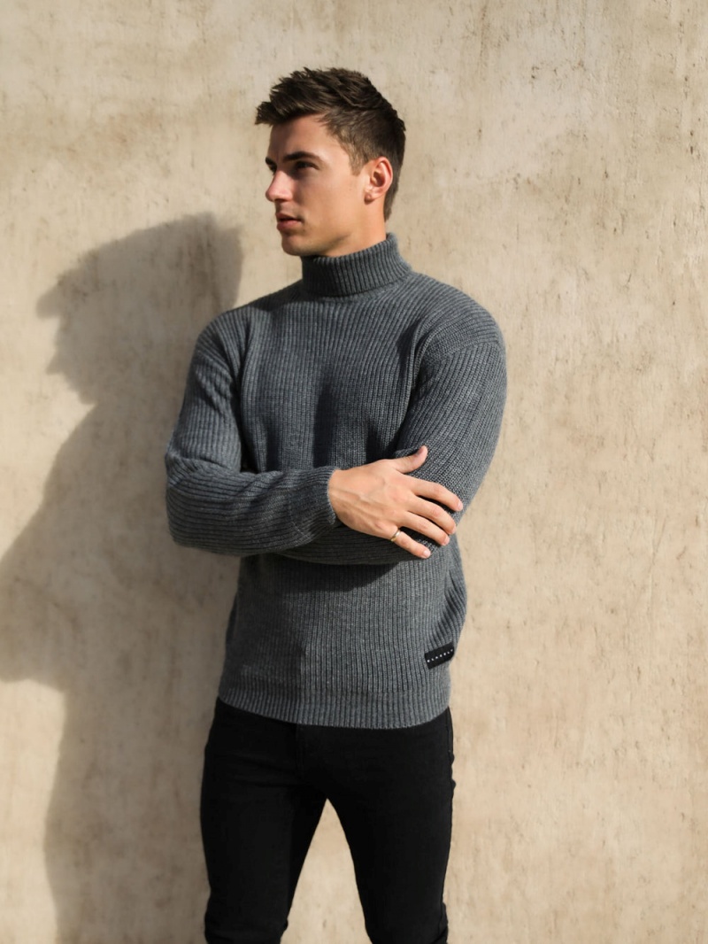 Charcoal Blakely Hemsworth Roll Neck Jumper | OKBF-96714