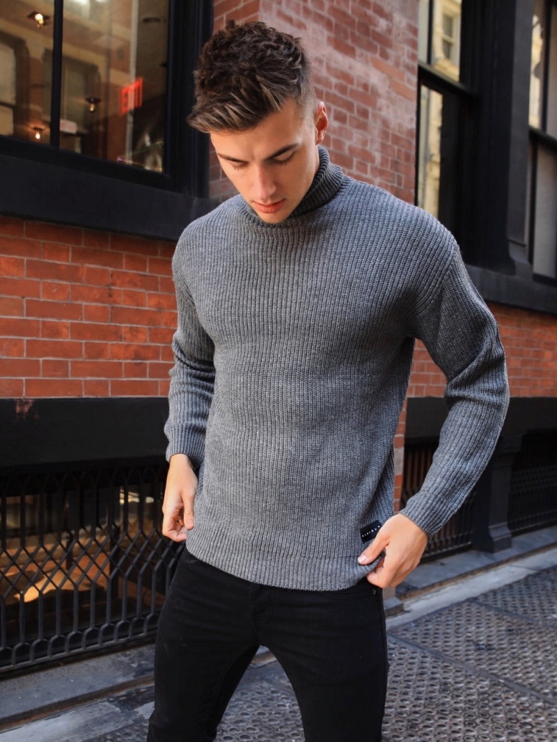 Charcoal Blakely Hemsworth Roll Neck Jumper | OKBF-96714