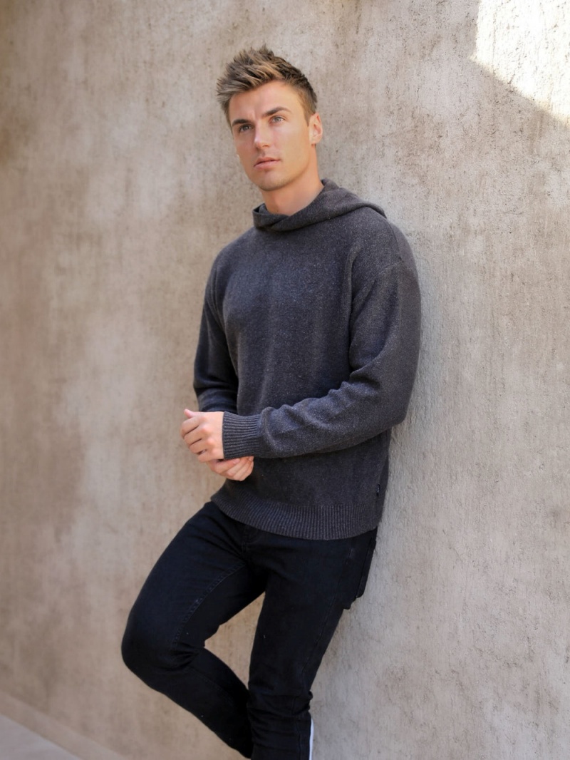 Charcoal Blakely Huxley Knitted Hoodie | BHRN-68704