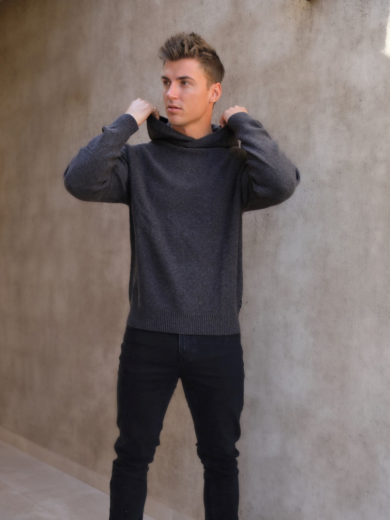 Charcoal Blakely Huxley Knitted Hoodie | BHRN-68704