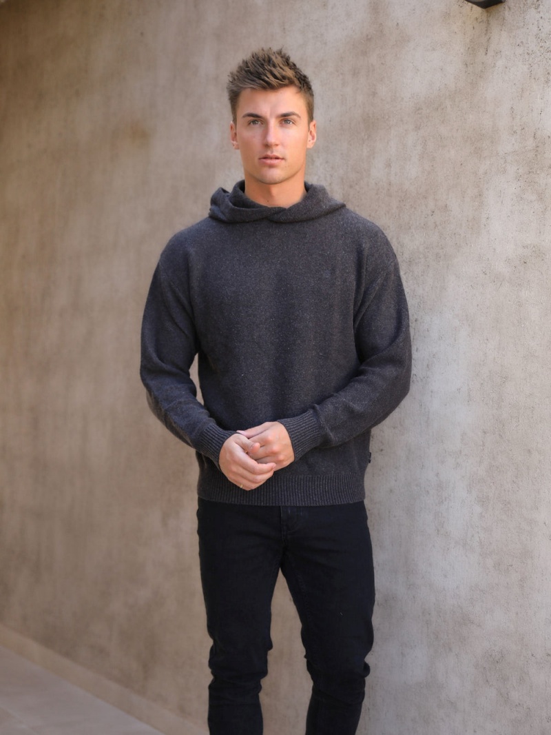 Charcoal Blakely Huxley Knitted Hoodie | BHRN-68704