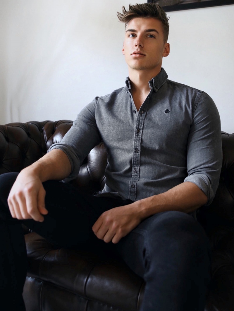 Charcoal Blakely Hyde Denim Shirt | APKG-52768