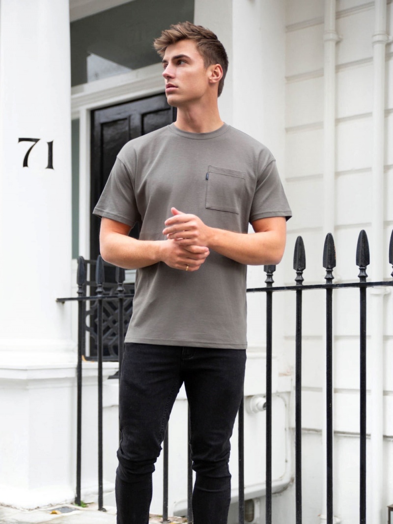Charcoal Blakely Relaxed Pocket T-Shirt | AOKI-20594