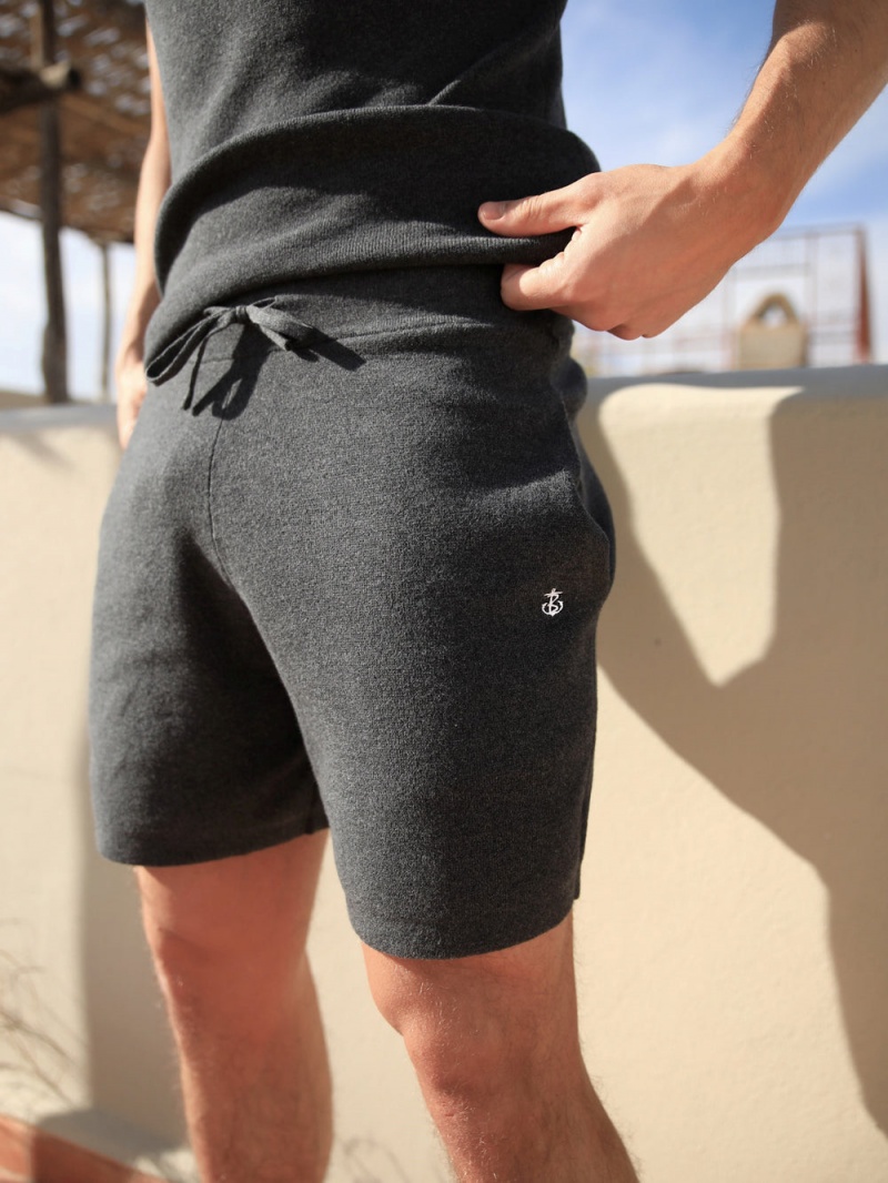 Charcoal Blakely Riad Knitted Shorts | KTPG-62345