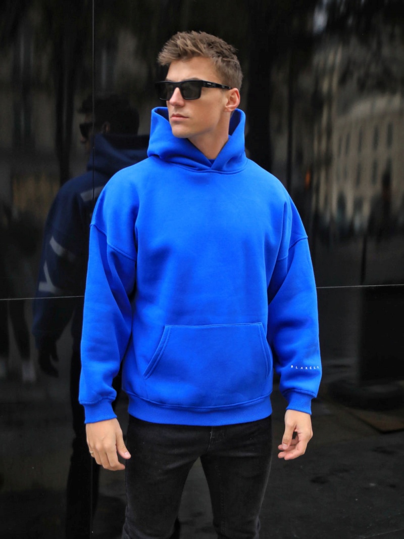 Cobalt Blue Blakely Members Idris Oversized Hoodie | RANQ-35279