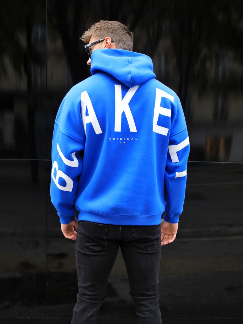 Cobalt Blue Blakely Members Idris Oversized Hoodie | RANQ-35279