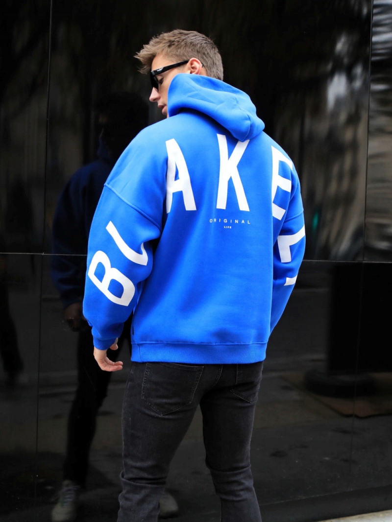 Cobalt Blue Blakely Members Idris Oversized Hoodie | RANQ-35279