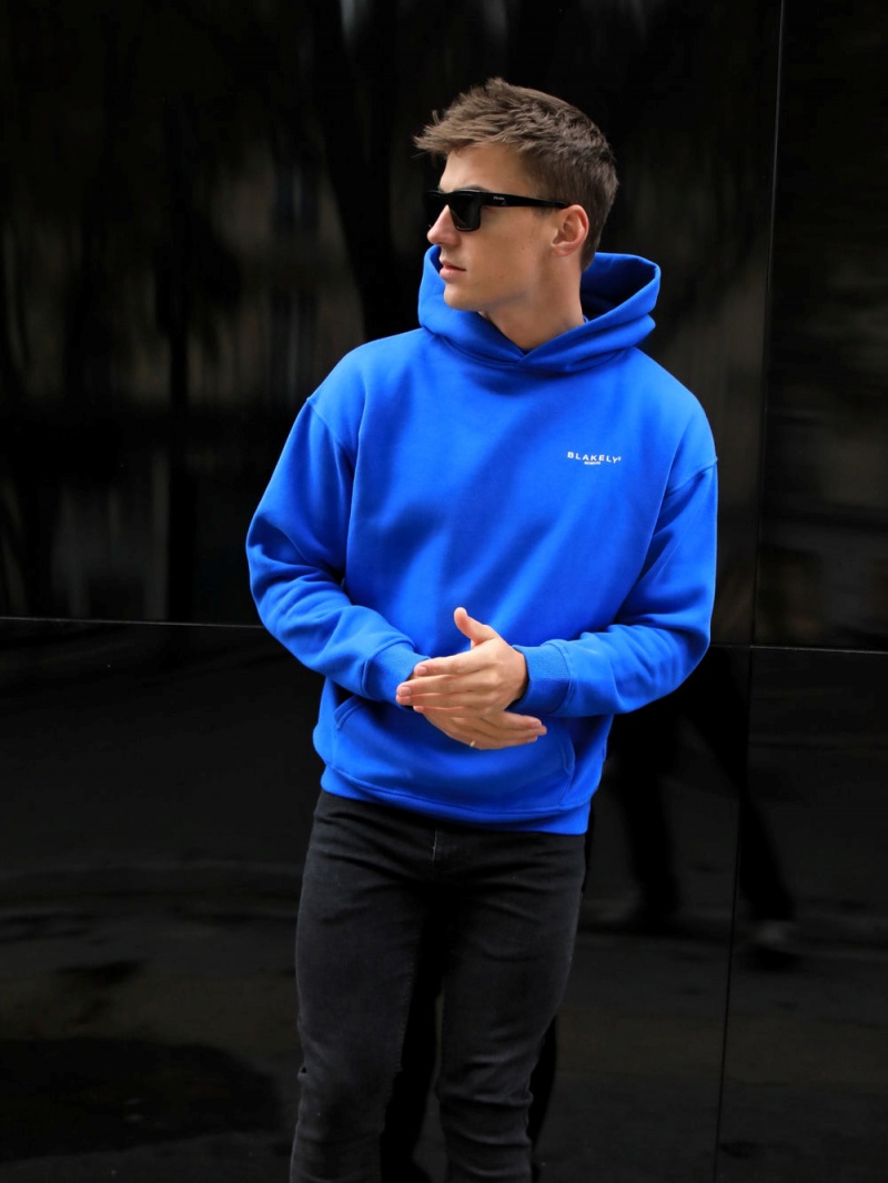 Cobalt Blue Blakely Members Relaxed Hoodie | YVIR-50621