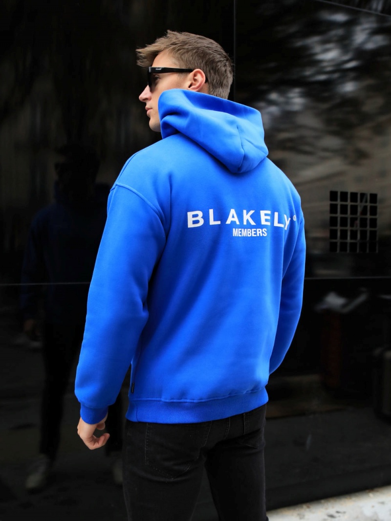 Cobalt Blue Blakely Members Relaxed Hoodie | YVIR-50621