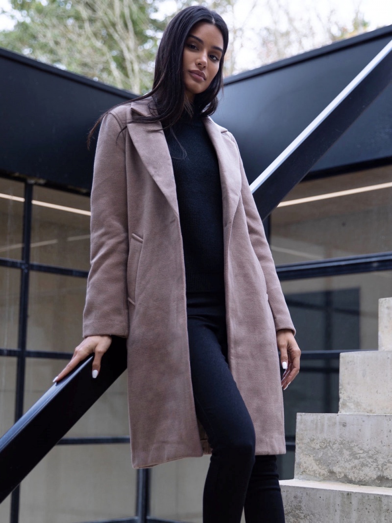Coffee Blakely Mabel Tailored Longline Coat | URPM-35179