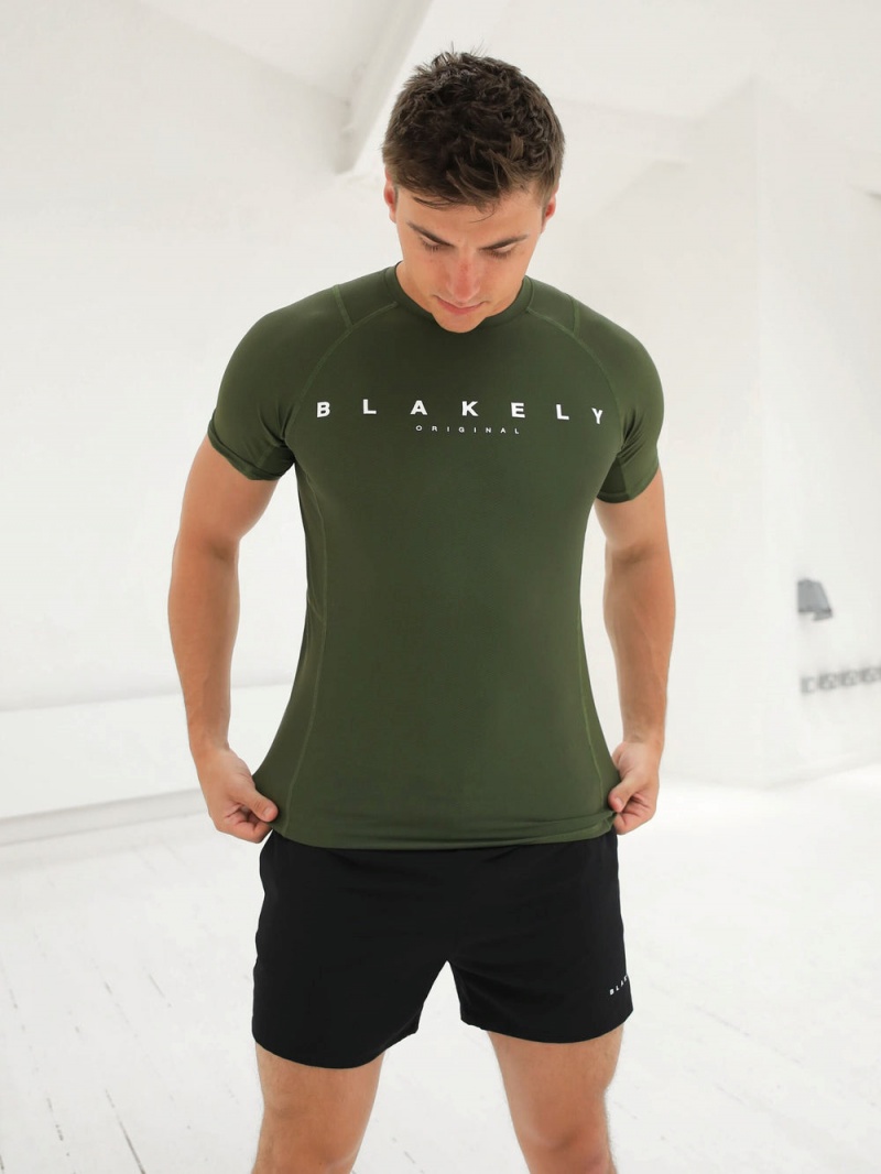 Dark Green Blakely Apex Active T-Shirt | SILZ-16548