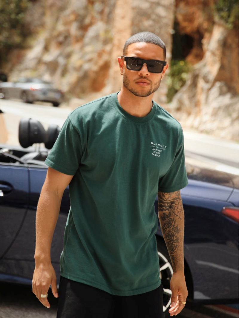 Dark Green Blakely Monaco Relaxed T-Shirt | AQOL-01249
