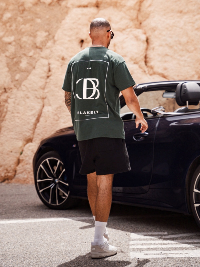 Dark Green Blakely Riviera Initial Relaxed T-Shirt | XCBY-94371