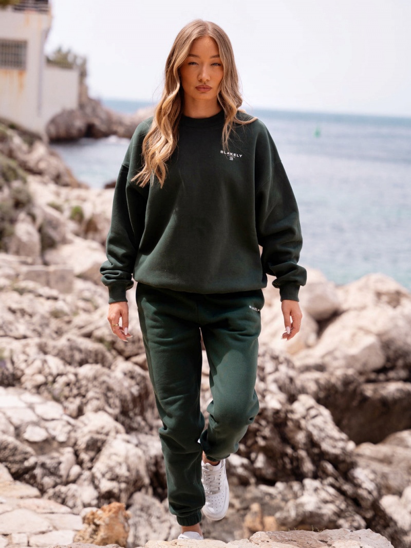 Dark Green Blakely Riviera Initial Women's Jumper | KDUF-18760