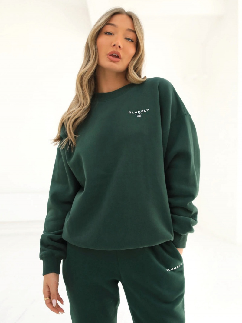 Dark Green Blakely Riviera Initial Women's Jumper | KDUF-18760