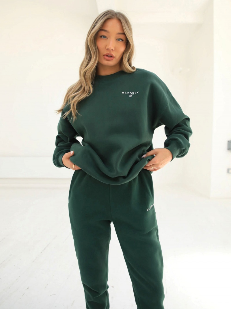 Dark Green Blakely Riviera Initial Women\'s Jumper | KDUF-18760