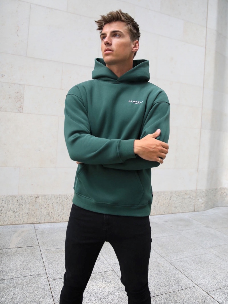 Dark Green Blakely Universal Relaxed Hoodie | PJKZ-19037